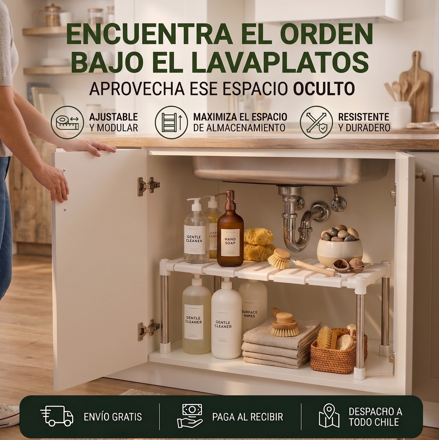 Organizador Doble de Acero Inoxidable