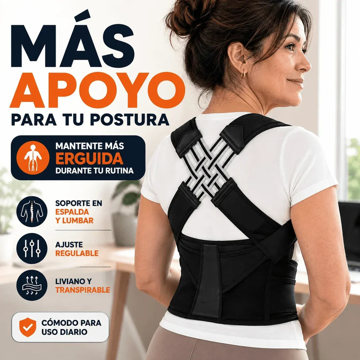 Corrector de Postura PosturaFit™ — Soporte Lumbar y Espalda Ajustable