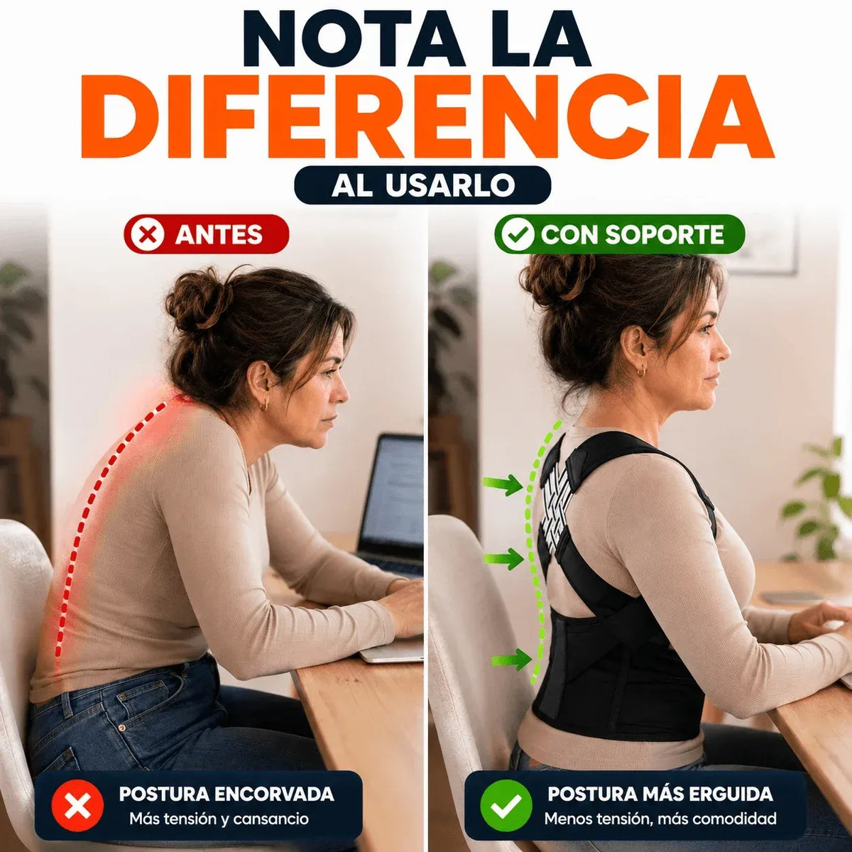 Corrector de Postura PosturaFit™ — Soporte Lumbar y Espalda Ajustable